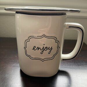 Rae Dunn ENJOY Mug and Strainer Set